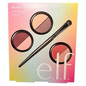 e.l.f. elf 3 Eyeshadow Desk to Dinner and Brush Set - 4pc Makeup Set Gift Travel